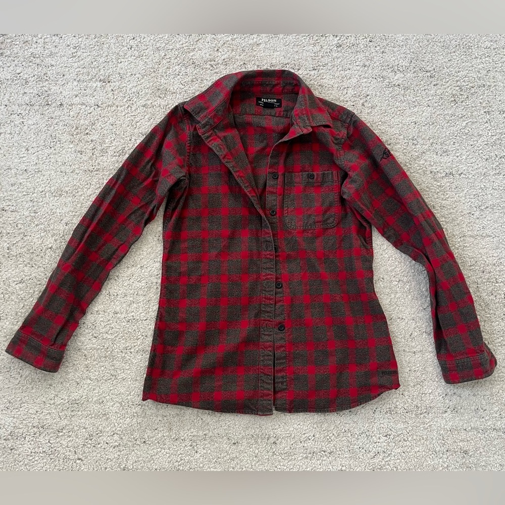 Filson Red and Black Checkered Button Down Shirt